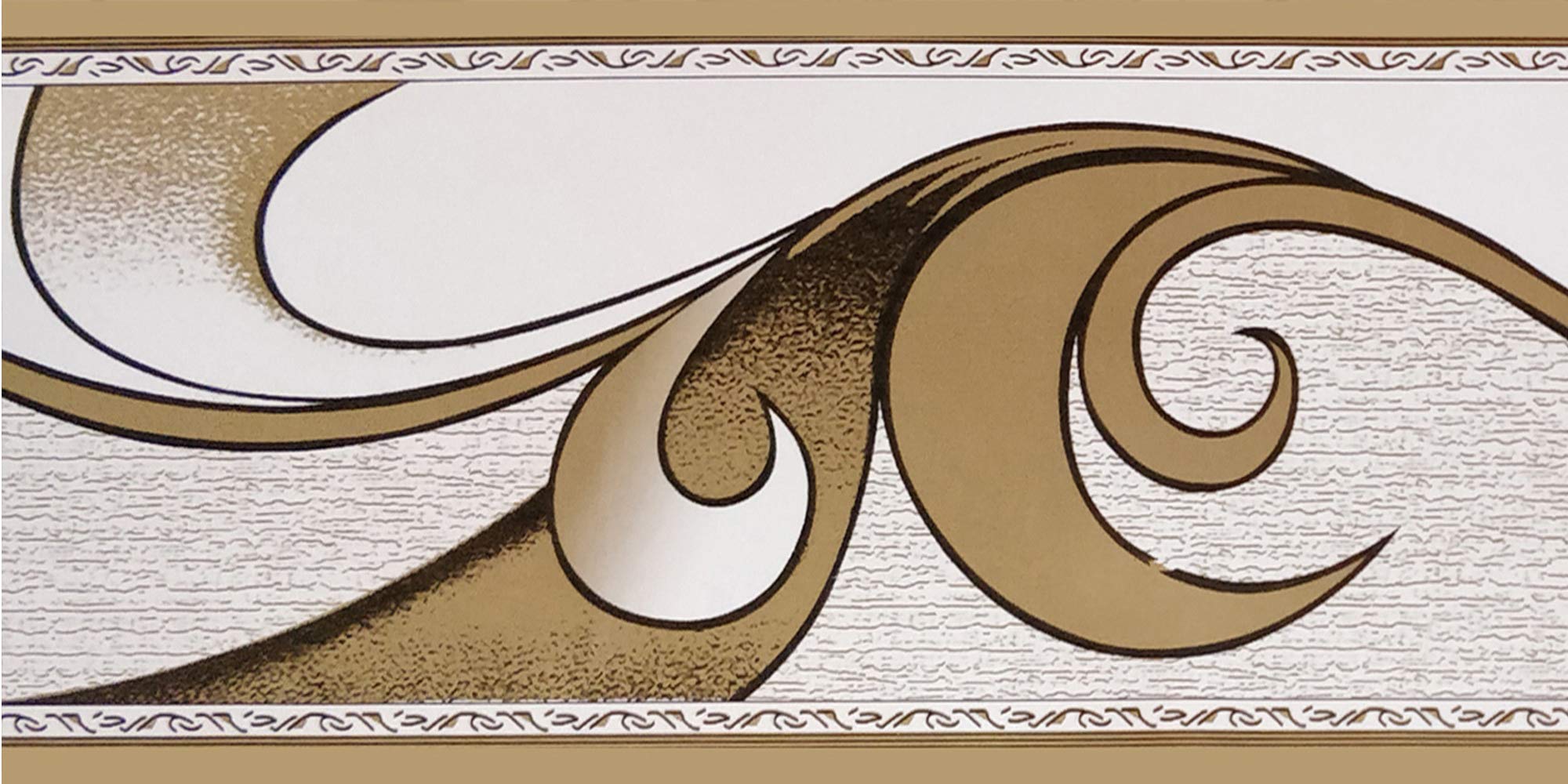 Dundee Deco BD5020 Peel and Stick Abstract Brown Scrolls Wallpaper Border Retro Design, Roll 33 ft. x 2 in. (10m x 5cm), Self Adhesive