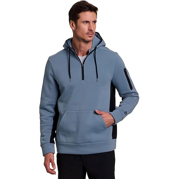 RBX Active Men's Athletic Fleece Full Front Zip Up Hooded
