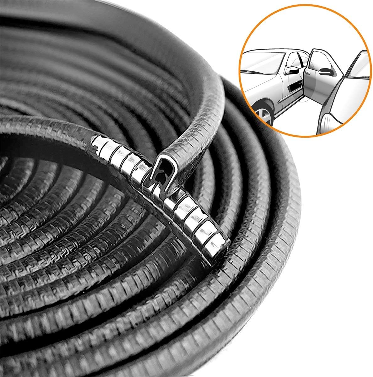 Papillon 33Ft(10M) Long Car Door Edge Guards U Shape Edge Trim Rubber Seal Protector Car Protection Door Edge Fit for Most Car| Black |