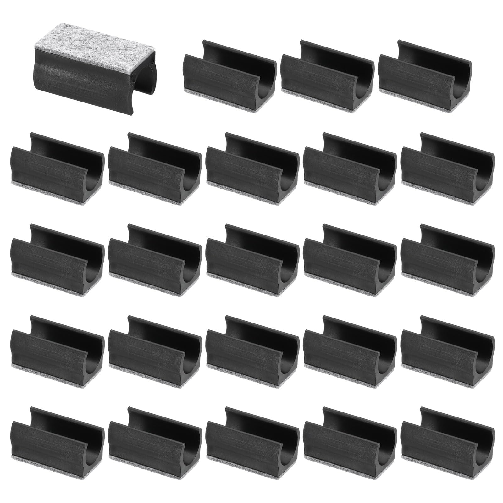 PATIKIL 19mm Rectangle Chair Leg Cover with Felt Pad, 24Pcs Slide Smoothly No Scratches No Noise Furniture Feet Hardwood Protectors Tips Floor Glides Tubing Caps for Office, Black Grey