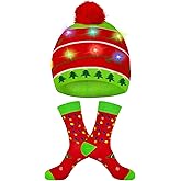 Beanumerous Christmas Beanie Winter Hat and Socks, Holiday Funny Xmas Gifts for Men Women Teens