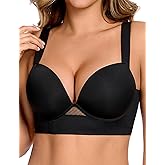 Upushall Push Up Padded Bras for Women Add 2 Cups Longline Plunge T Shirt Everyday Bra Underwire Support