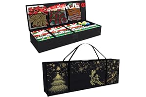 Safana Wrapping Paper Organizer Storage Bag, 42" Durable 600d Oxford Christmas Gift Wrapping Organizer Box Under Bed Containers for Decorations Paper Rolls, Ribbons, Balls, Bows (Golden Deer)