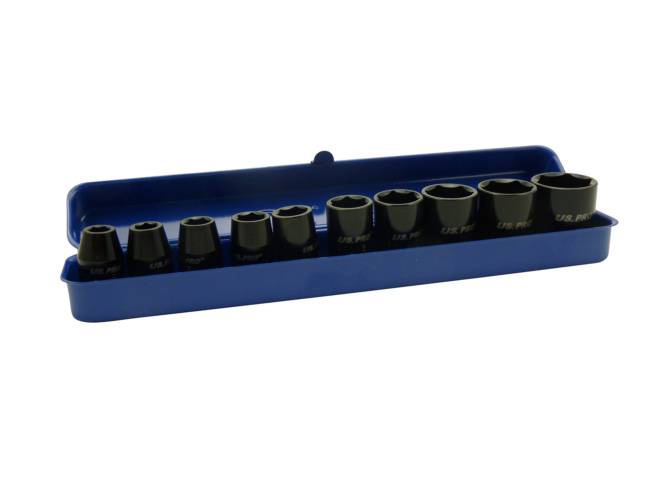 US PRO 10PC 1/2" DR Shallow Impact Metric Socket Set 9-27mm 1396