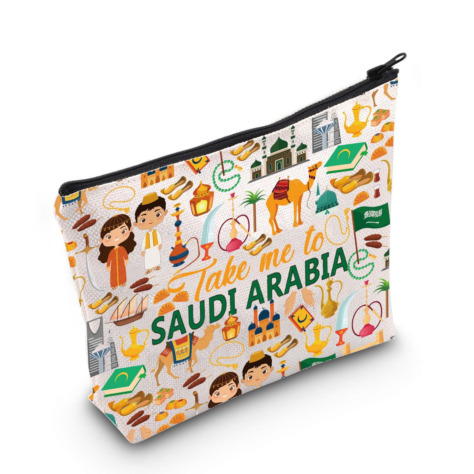 WZMPA Saudi Arabia Travel Makeup Bag Saudi Arabia Tour Gift Take Me To Saudi Arabia Zipper Pouch Bag Saudi Arabia Travel Merch, Take Saudi Arabia, Fit