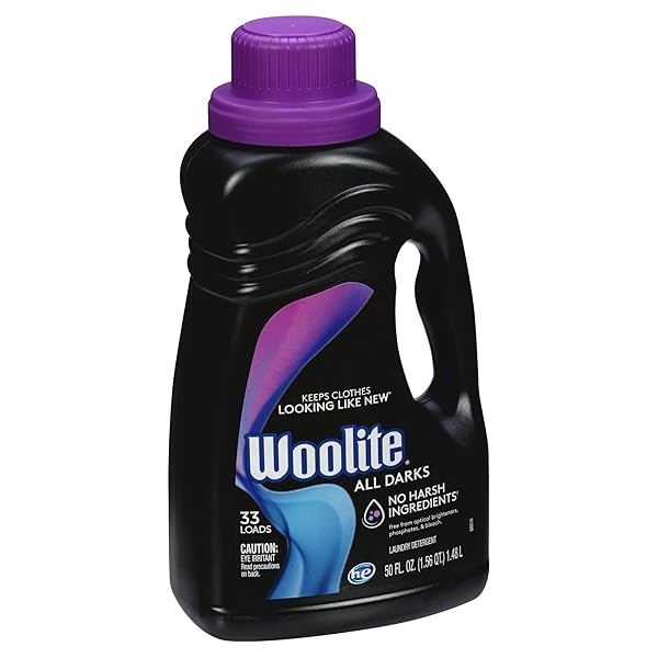 WOOLITE DARKS DEFENSE LIQUID LAUNDRY DETERGENT, 33 LOADS, 50 FL OZ, REGULAR & HE WASHERS, PACKAGING MAY VARY