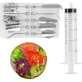3D Gelatin Art Tool Set, Stainless Steel Nozzle Tips | Food Grade Plastic & Metal, Flower & Leaf Shaping , Cake & Jello Decoration, Rinse & Dry Storage