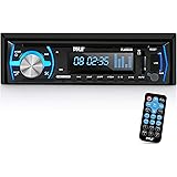 Pyle Marine Bluetooth Stereo Radio - 12v Single DIN Style Boat In dash Radio Receiver System with Built-in Mic, Digital LCD, 
