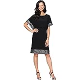 S.L. Fashions Women's Short Blouson Dress with Foil Sleeve and Hem Detail, Wedding Guest, Party, Casual