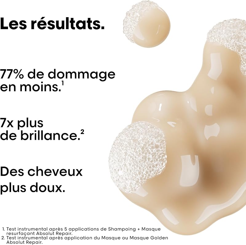 L'OREAL PROFESSIONNEL - Shampoing Restructurant Instantané Absolut Repair - Homme & Femme - 77% de Dommage en Moins - 7x Plus de Brillance - Cheveux Secs & Abîmés - Recharge 500 ml