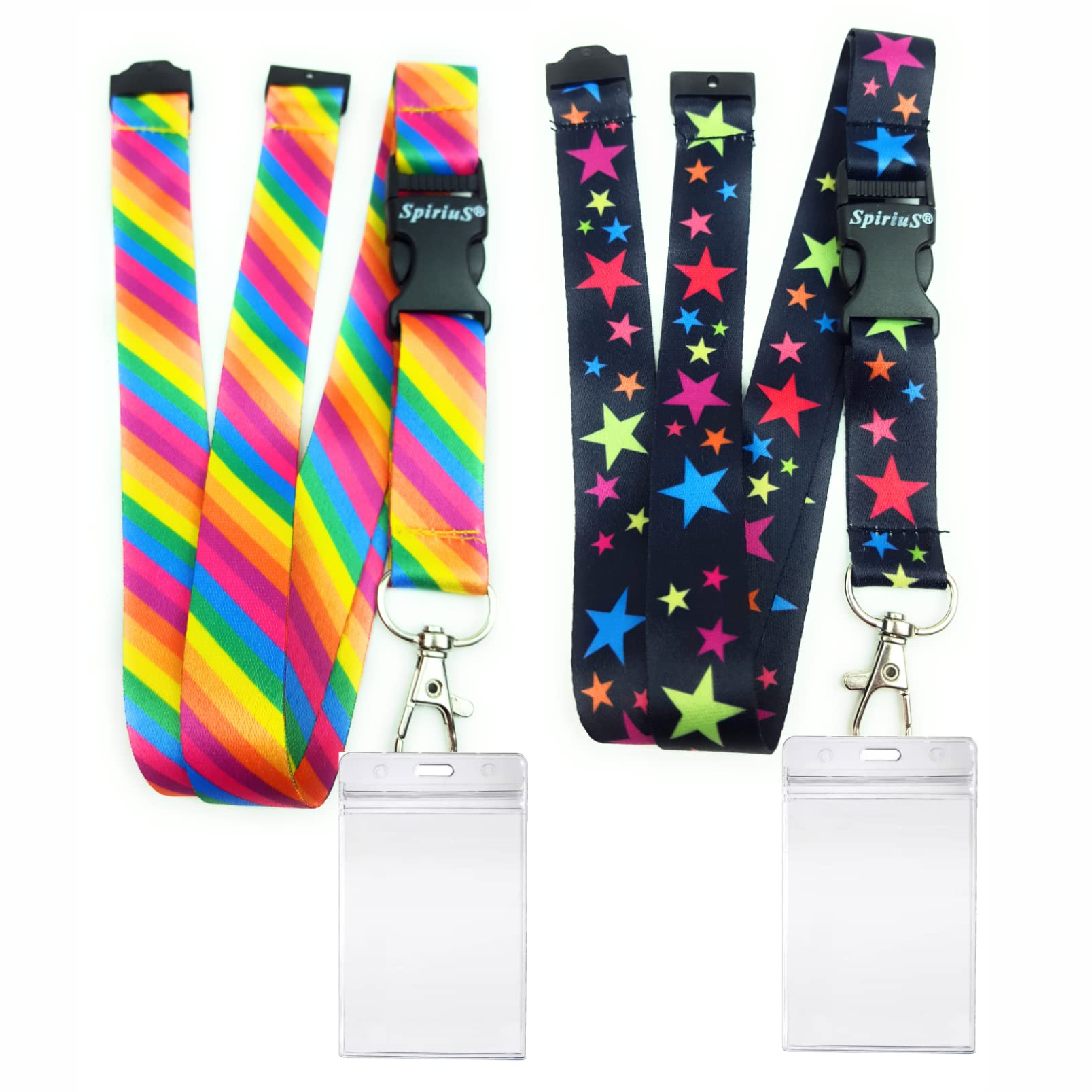 2 Sets Daisy Lanyard with Waterproof Transparent Card Protector Holder Neck Strap Flower Lanyard (2 x Set B)