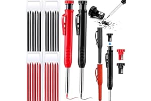 2 Pack Carpenter Pencil Construction Set with Built-in Sharpener, Mechanical Pencil with 26 Pcs Refills, Crayon Construction,