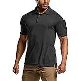 CQR Men's Polo Shirts, Tactical Short Sleeve Golf Performance Shirts, Lightweight Dry Fit UPF 50+ Pique