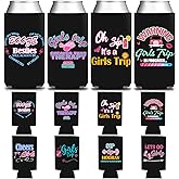 HAPPARTY Black Weekend Trip Theme Slim Can Cooler Sleeves 8Pcs, Weekend Bottle Can Beverage Cold Drinking Holder Sleeves for Birthday Bachelorette Girl Trip Party Favor Gifts