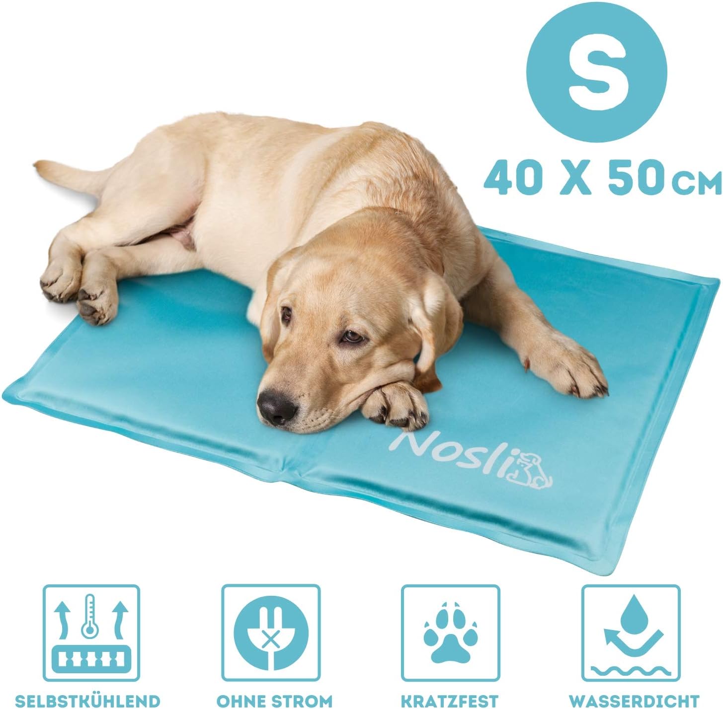 Nosli Cooling Mat, Dog Blanket, 2 Colours, 5 Sizes (XS-XL), Ice Blue, S - 40x50cm