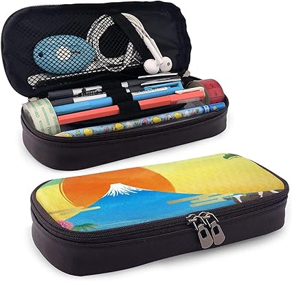 Amazon 富士山と空のイラスト ペンケース ペンポーチ 筆箱 シンプル 筆入れ 軽量 コンパクト 高校生 大学生 レディース メンズ 高級感 プレゼント おすすめ 携帯便利 ペンケース 文房具 オフィス用品