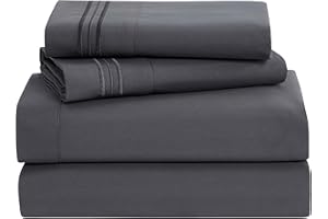 Clara Clark Bed Sheets, Premier 1800 Series 4 Piece Bed Sheet Set, Deep Pocket, Wrinkle, Fade, Stain Resistant, Luxury Soft Bedding Sheets & Pillowcases, King, Charcoal Gray