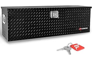 FORWODE 48 Inch Truck Bed Tool Box Aluminum Heavy Duty Trailer Tool Box for Pickup Truck Bed RV Toolbox with Handle and Lock - Black
