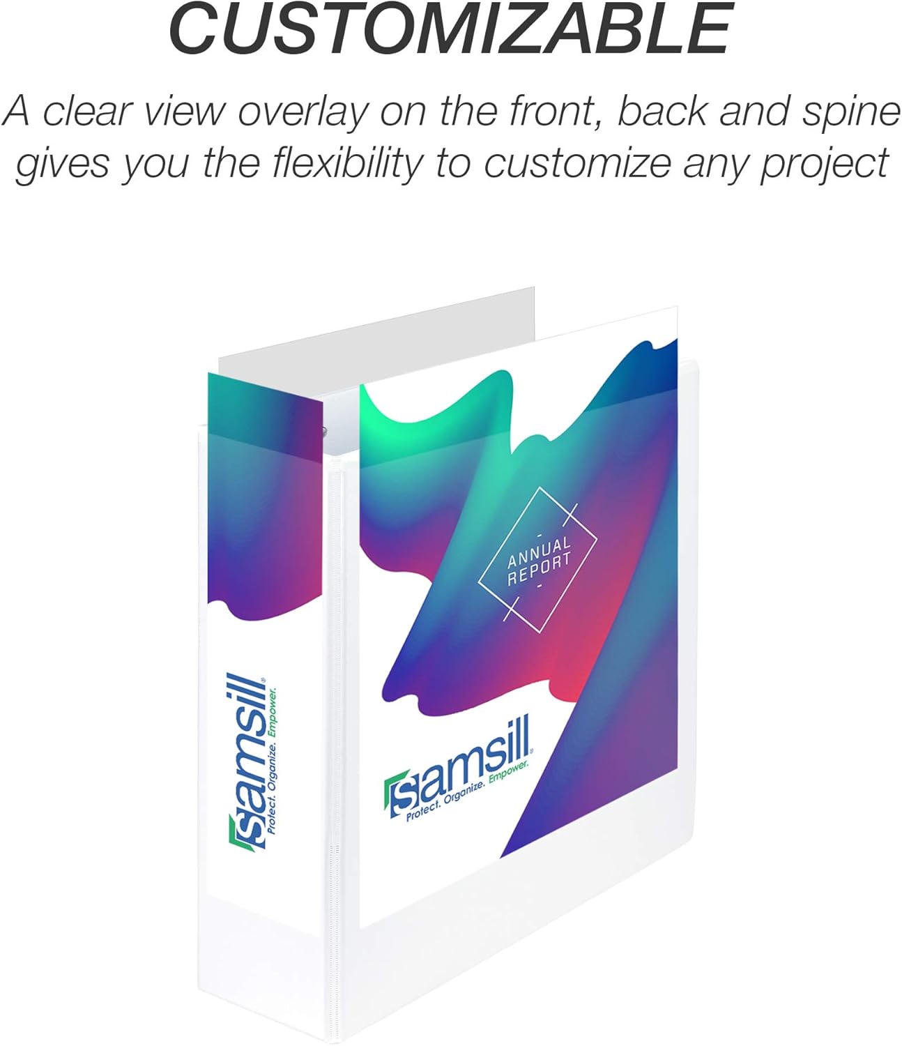 Samsill Durable 3 Ring View Binders, 4 Inch Locking D-Ring - Holds 800 Sheets, PVC-Free/Non-Stick Customizable Cover, White, Pack of 2 : Office Products