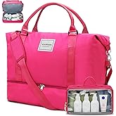 WOOMADA Weekender Overnight Bag for Women, Carry on Shoulder Travel Duffel with Shoes Compartment,Gym Bag with Toiletry Bag