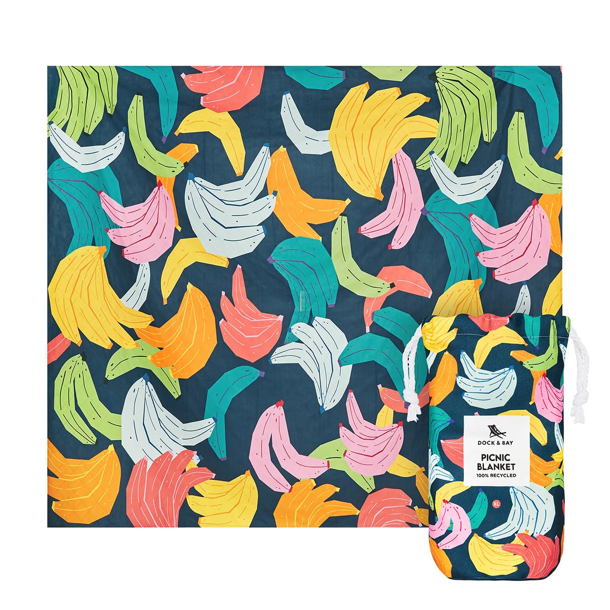 Dock & Bay Picnic Blanket - Quick Dry & Water Resistant - 100% Recycled Materials - Large (170x170cm) - Banarama