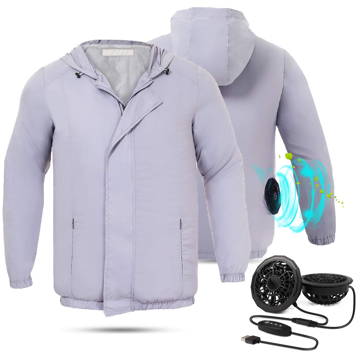 Mua 空調服 Urbenfit 薄手 夏用 防水 速乾 梅雨対策 一着両サイズ 紫外線防止 長袖 空調作業服 作業着 ファン 服 熱中症対策 グレー ブルー アームカバー付き アウトドアスポーツ 登山 釣り ゴルフ バイク 日焼け止め服 Tren Amazon Nhật Chinh Hang 21 Fado