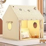 MUHMUH Children's Tent Playhouse with Star Lights Beige Indoor Outdoor Teepee