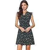 Allegra K Women's V Neck Flutter Sleeve Ruffle A-Line Flowy Chiffon Dress