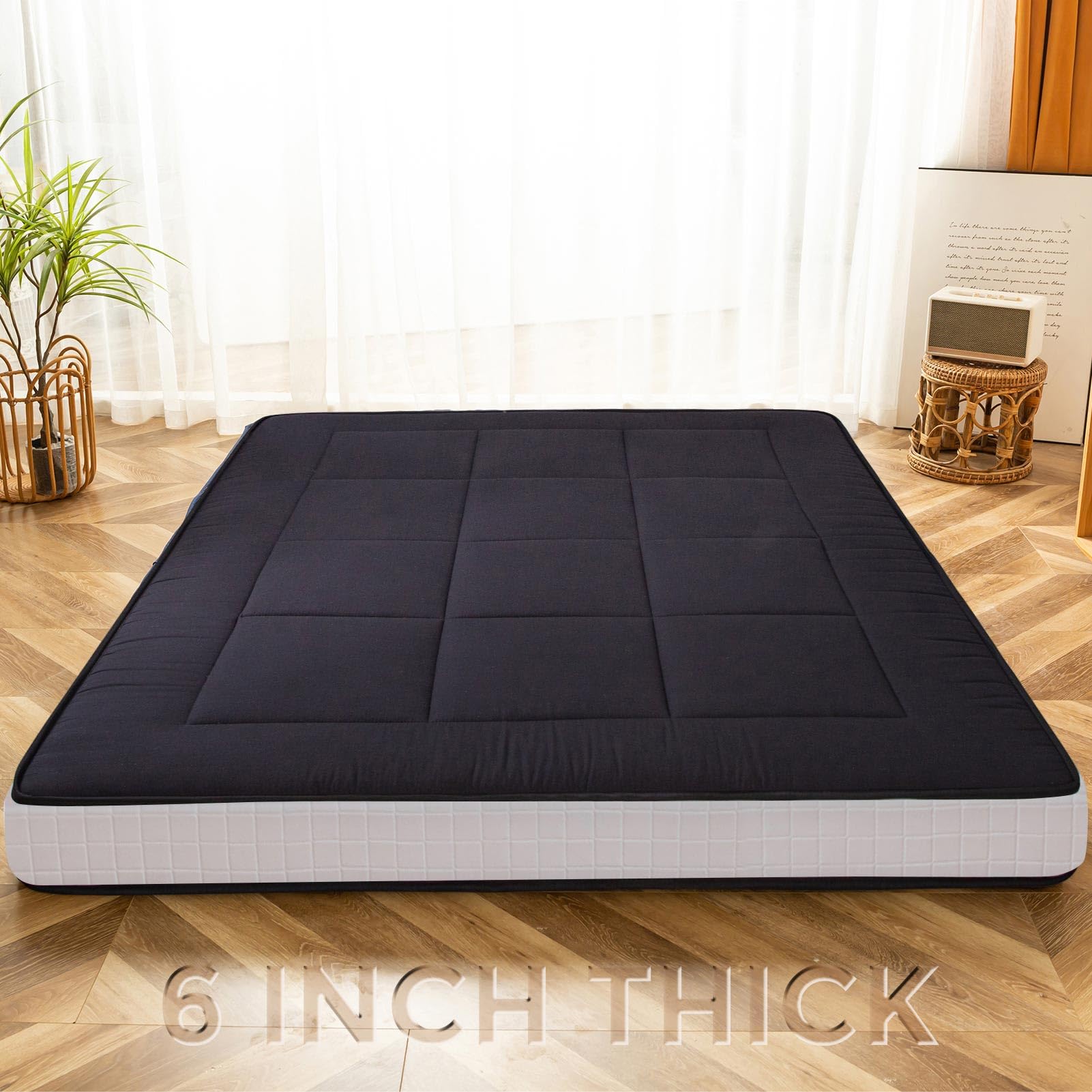 YOSHOOT 6 Inch Extra Thick Japanese Futon Floor Mattress, Foldable ...
