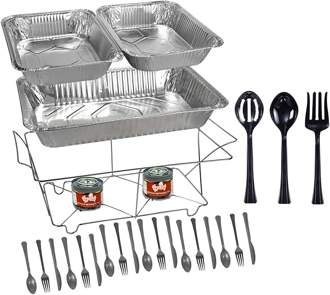 Tiger Chef 33Piece Silver Food Warmer Chafing Dish Buffet Set