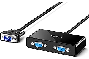 UGREEN VGA Splitter 1 in 2 Output Display Duplication Support Mirror Mode Only Y Splitter Computer Monitor VGA Port SVGA Port