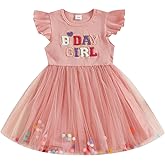 Birthday Dress for Girls Toddler Birthday Girl Outfit Ruffle Short Sleeve Letter Embroidery Pink Tutu Tulle Dresses