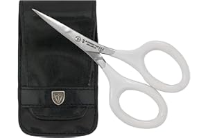 3 Swords Germany - Embroidery Scissors, Shears for Art Work, Daily Use in Household, Sewing, Art Work, Craft with Synthetic Leather case - white/black