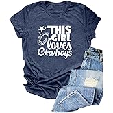 Vintage Football Shirt Women Game Day Tshirt Sunday Funday Shirt This Girl Loves Cowboy Print Top Casual Football Shirts
