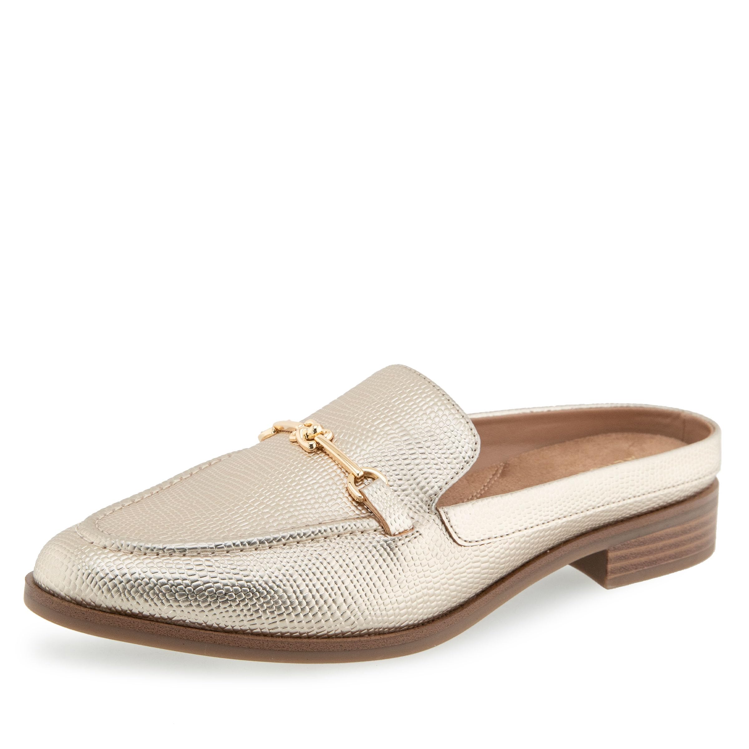Aerosoles Women’s Erik Loafer Mule, Gold Metallic Lizard Faux Leather, 6.5W
