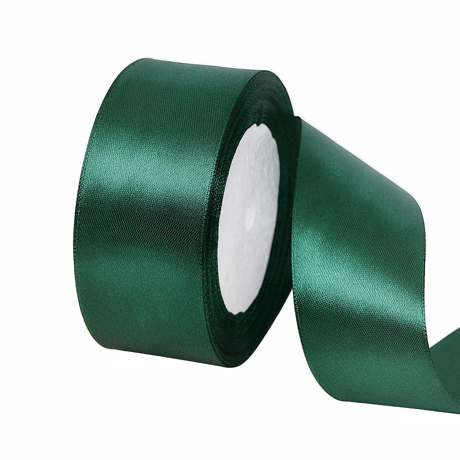 POPOYU 40mm Dark Green Satin Ribbon, 23M 1.5Inch Wide Solid Polyester Fabric Double Sided Satin Decorative Ribbon for Gift Wrapping, Wedding, Floral & Xmas Presents Gift Party Decoratin Ribbons