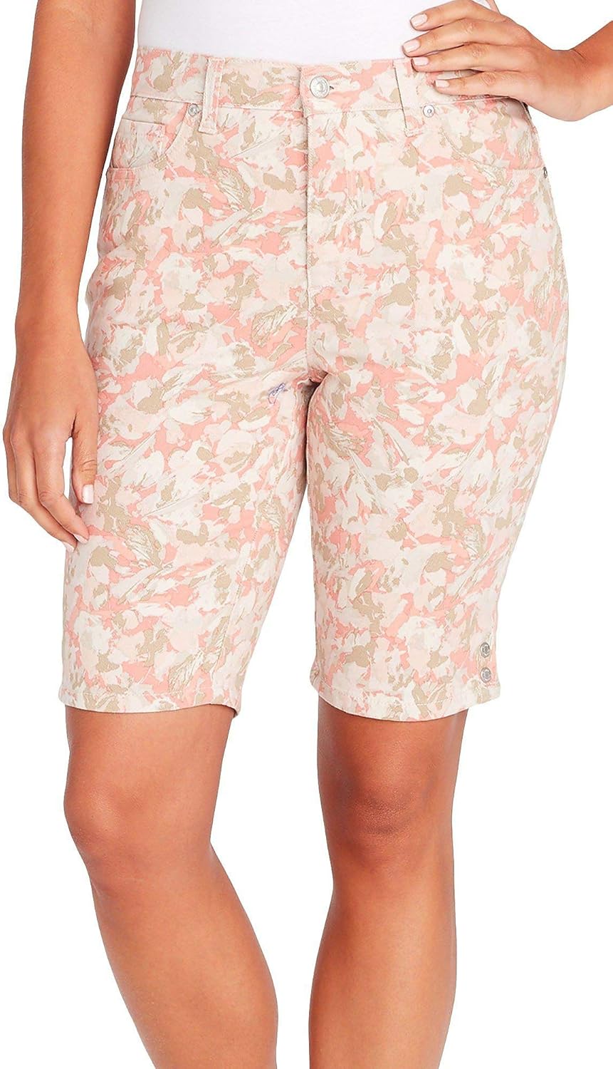 Gloria Vanderbilt Amanda Bermuda Shorts, Size 6, Beige/Pink at Amazon Womenâs Clothing store