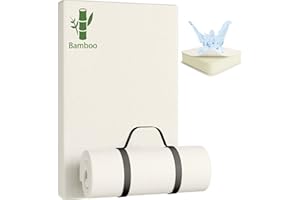 YENING Bamboo Pack and Play Mattress Pad Breathable 38x26 Waterproof Baby Mattress for Pack N Play Matress Topper Waterproof with Straps White