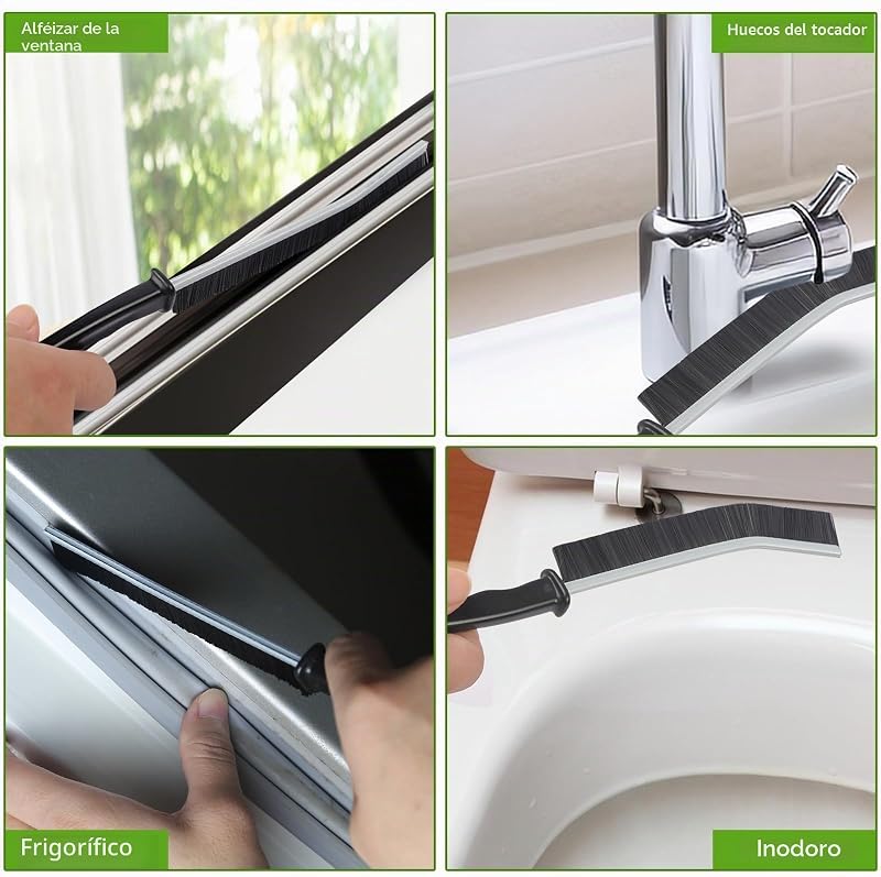 12 Cepillos de cerdas duras para hendiduras, Lavabo y baño