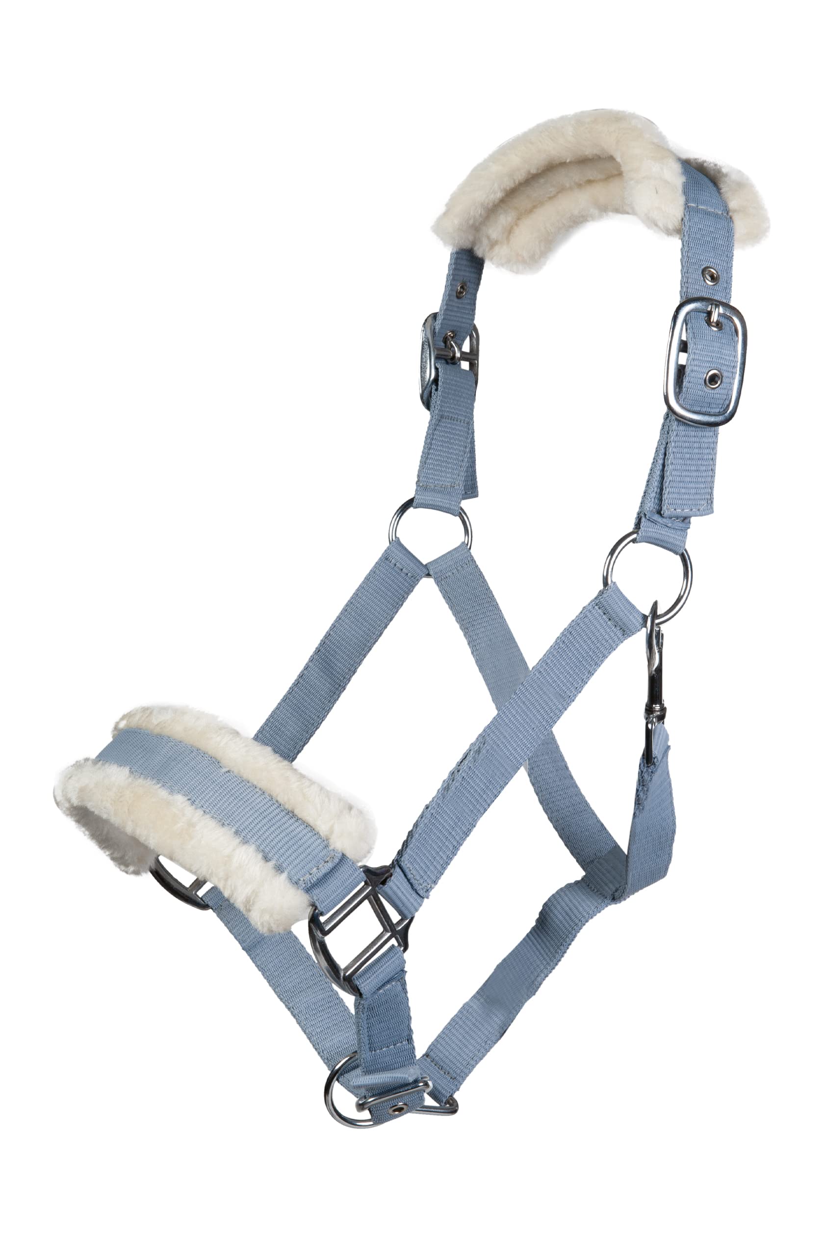 HKM 11796 Bischofshofen Headcollar Plush Padding Horse Halter Light Grey, Pony