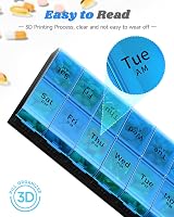 COLORWING Extra Large Pill Organizer 2 Daily AM PM 14 Comp 7 Days Blue view 4