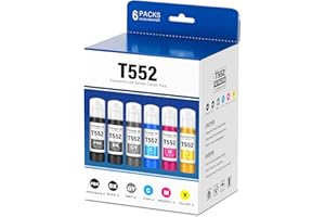 Compatible for 552 Ink Refill Bottles 6 Pack (NotSublimation Ink) Compatible Replacement for Epson Ecotank Photo ET-8550 ET-8