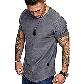 Fashion Mens T Shirt Muscle Gym Workout Athletic Shirt Cotton Tee Shirt Top