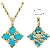 MTMY Clover Necklace for Women 14K Gold Plated Four Leaf Clover Pendant Necklace Thick Gold Double Sided Lucky Charm Jewelry
