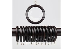 MARS EXPORTS Handmade Wooden Drapery Rod Rings, Curtain Rod Rings, for 1-1.5 inch Curtain Rod Pole - Beech Wood (12, 2.2 INCH Inner Dia)