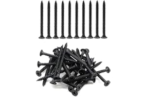 IMScrews 50pcs #7 x 1-3/4" Flat Head Phillips Drywall Screws Fine Thread Sharp Point Wood Screw, Carbon Steel 1022A, Black Phosphate