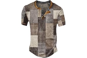 YOUYING Mens Distressed Henley Shirts Waffle Knit Casual Short Sleeve Button Up Tops Summer Classic Lightweight Golf T-Shirts