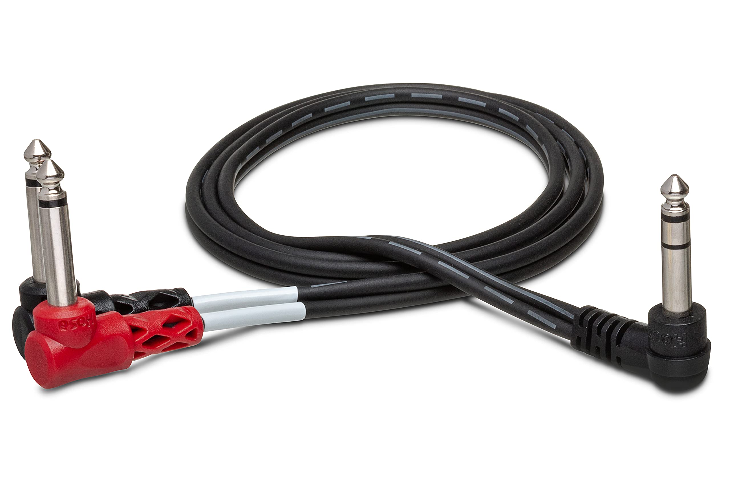 Photo 1 of Hosa STP-201RR Right Angle 1/4" TRS to Dual Right Angle 1/4" TS Insert Cable, 1 Meter Black