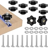 DALQUIS 10 Packs 1/4-20 T Track Knob Kit | T-Track Accessory Includes 2" Hex Thread Knob Nuts with Washers and Star Knobs for Woodworking Jigs and Fixtures