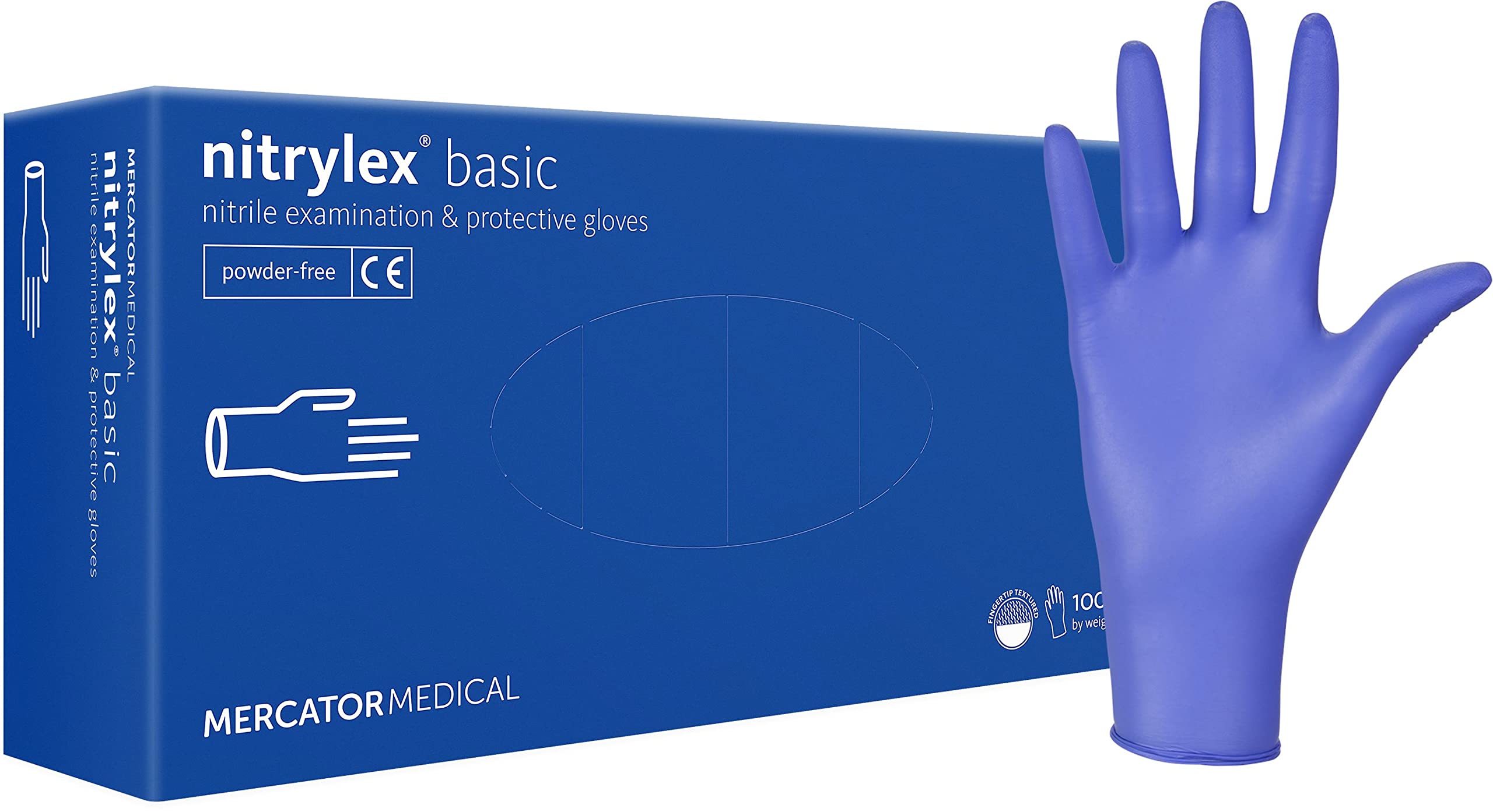 Nitrylex Disposable Nitrile Gloves Powder Free Blue 100 Pcs, Blue, Size L